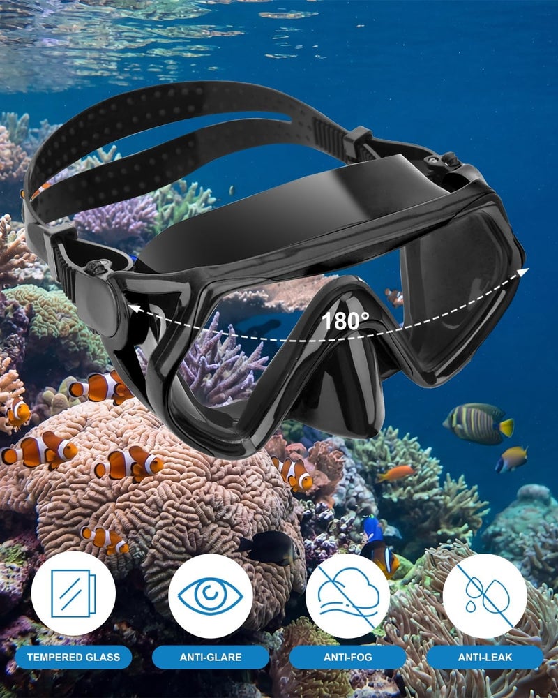 DIPUKI Snorkeling Gear for Adults, Dry Snorkel Mask Set, Scuba Diving Snorkle mask Set Adult, Panoramic Wide View Anti-Fog Dive mask, Swimming Diving Snorkeling Packages - Image 4